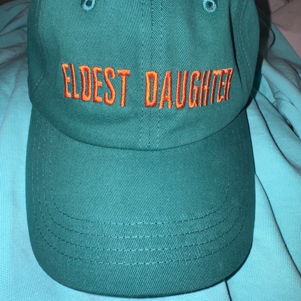 Green 'Eldest Daughter' Embroidered Baseball Cap - Orange Lettering